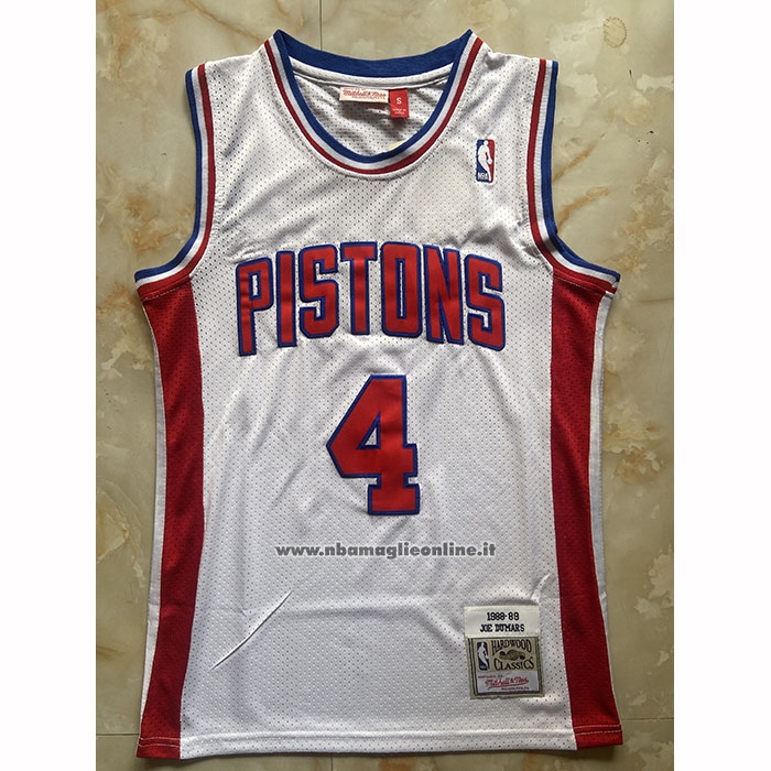 Maglia Detroit Pistons Joe Dumars No 4 Mitchell & Ness 1988-89 Bianco
